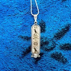 Sterling Sliver with 18K Gold lettering Cartouche Pendant - Patricia